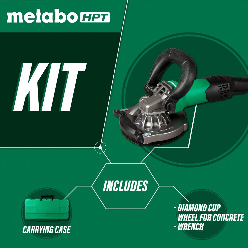 Metabo HPT Grinder Concrete Surfacing 5″ 15 Amp - Ascmtools