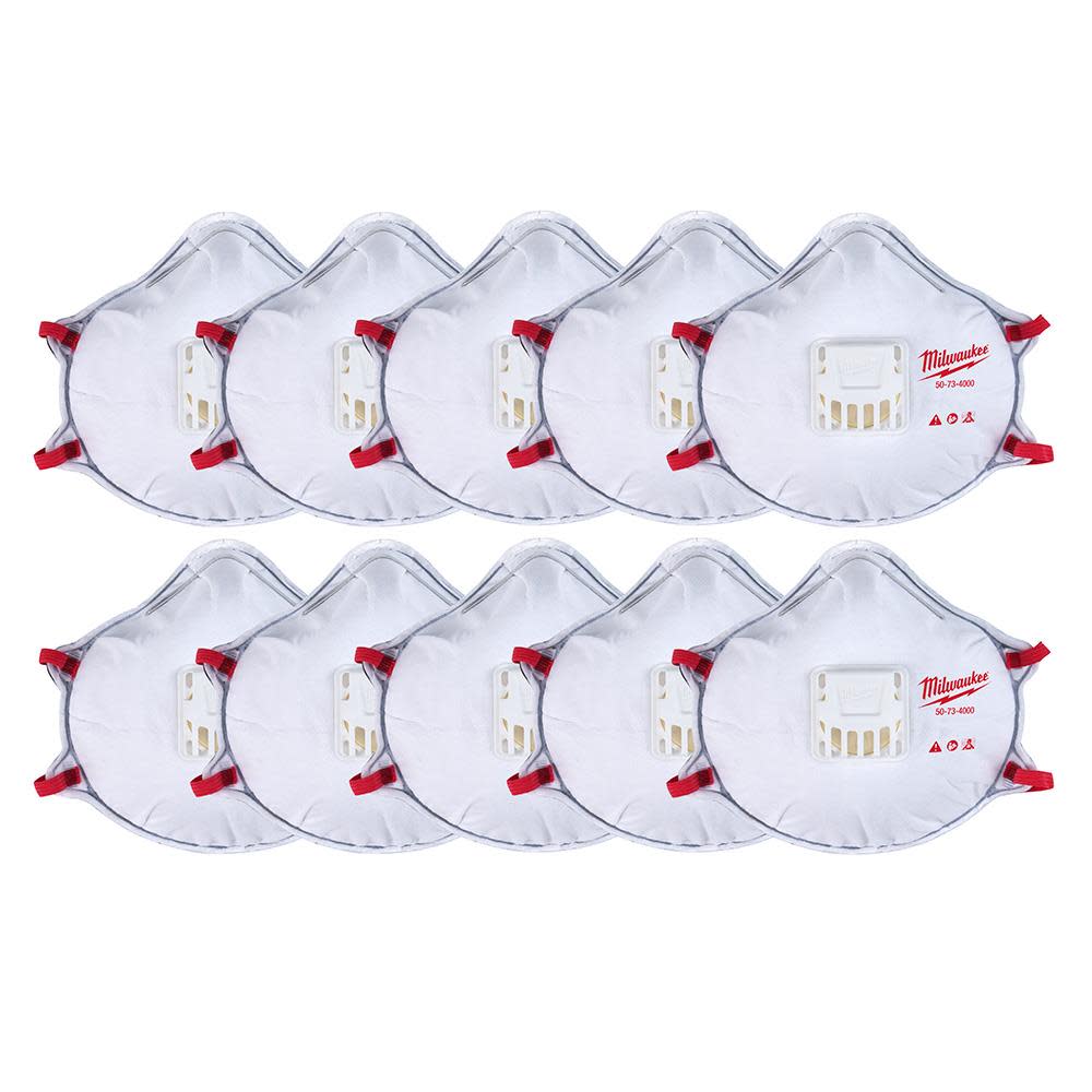 Milwaukee 10pk N95 Valved Respirator with Gasket - Ascmtools