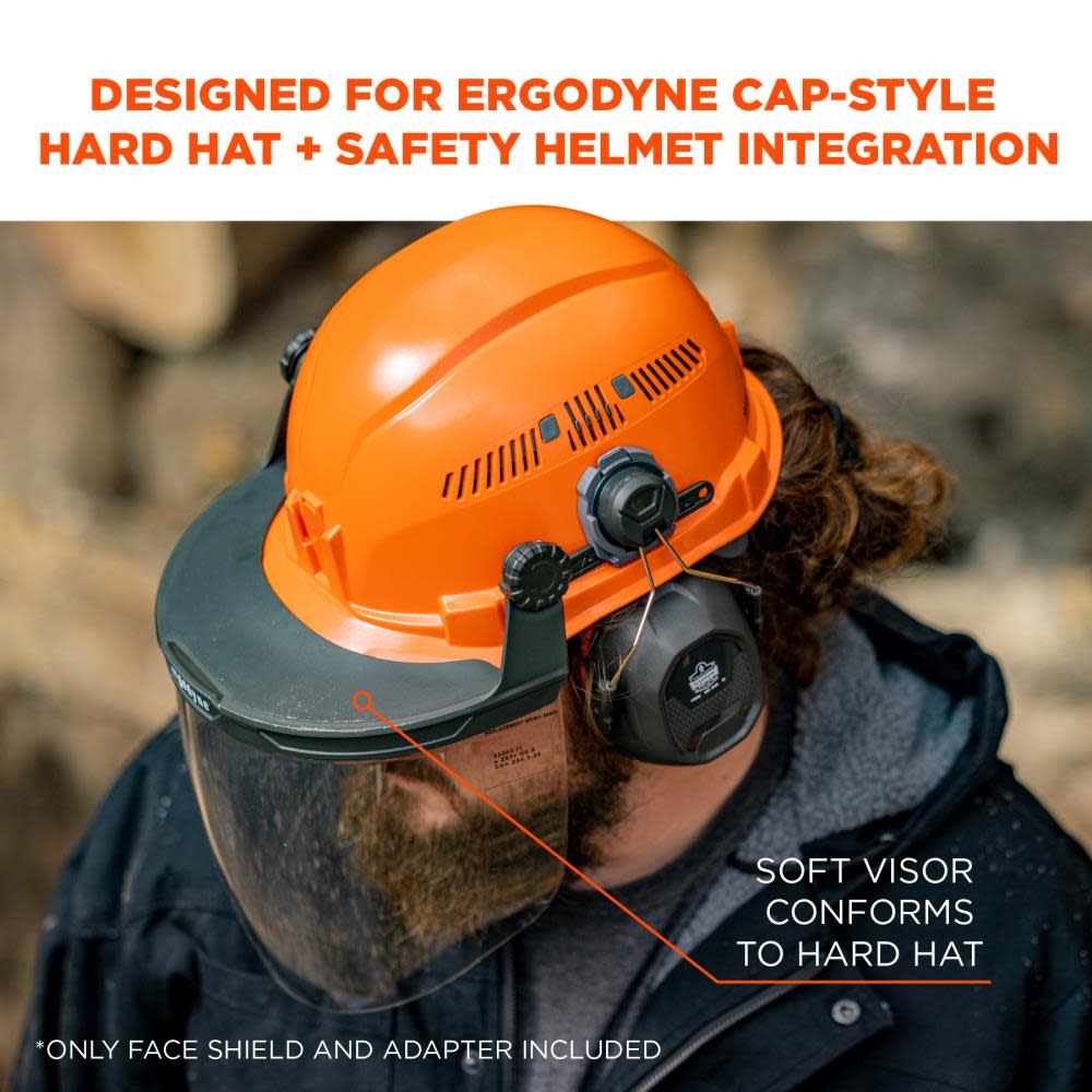 Ergodyne Clear Lens Gray Face Shield for Cap-Style & Safety Helmet - Ascmtools