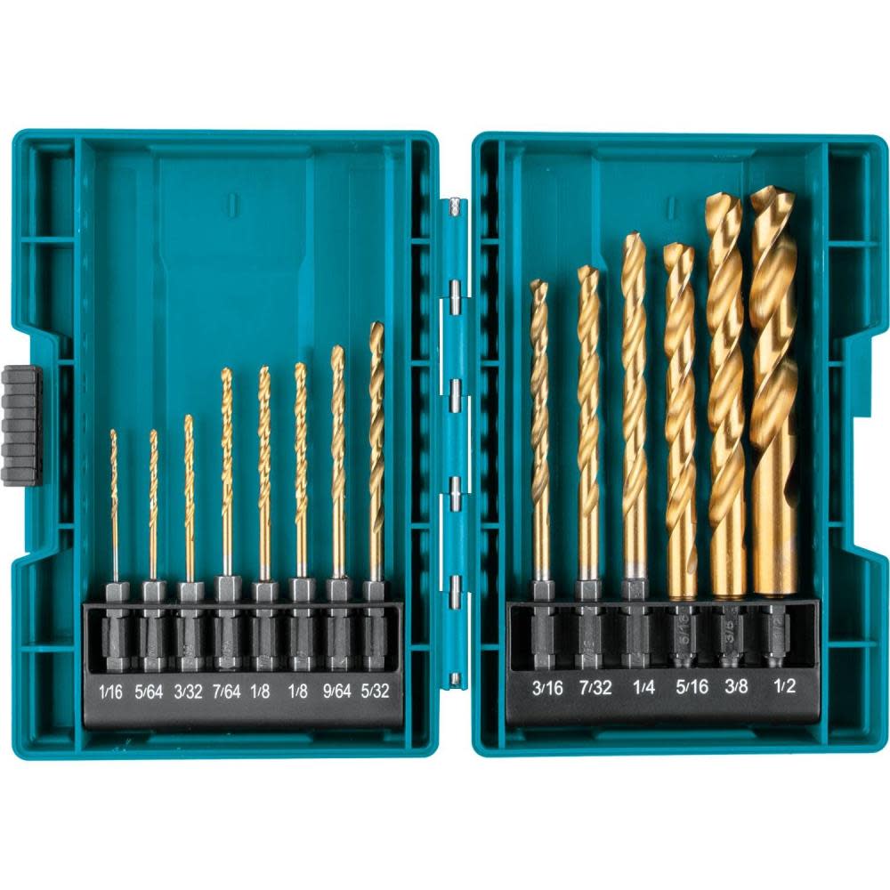 Makita Impact GOLD 14 Pc. Titanium Drill Bit Set 1/4″ Hex Shank - Ascmtools