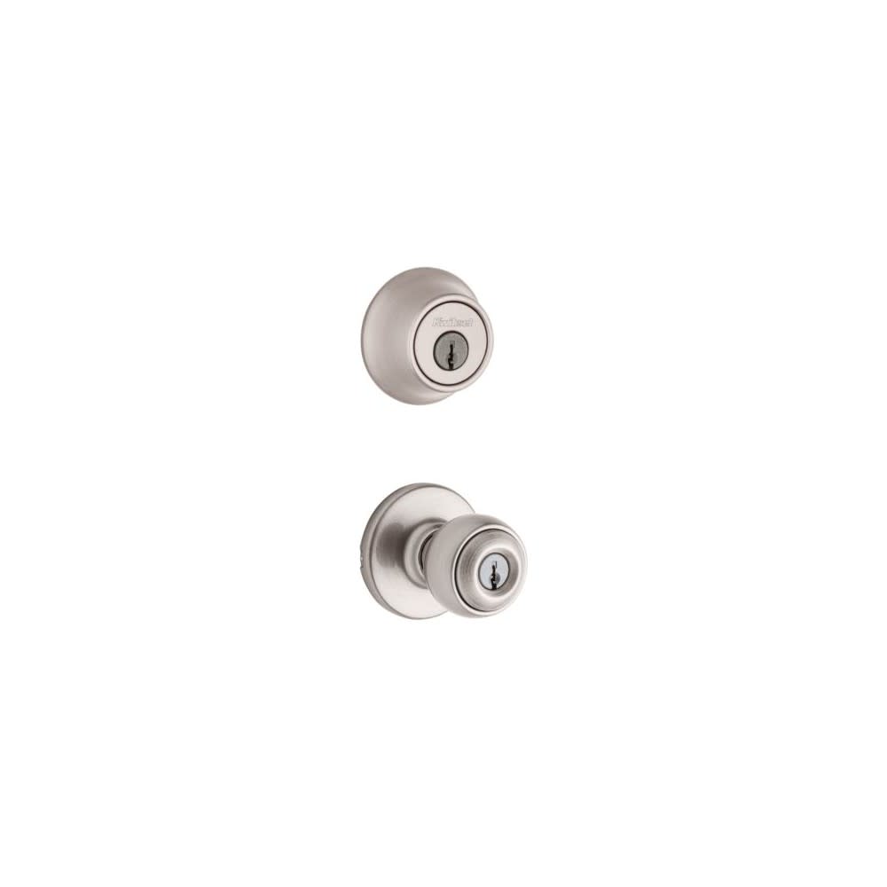 Kwikset Satin Nickel Polo Door Knob & Single Cylinder Deadbolt Set - Ascmtools