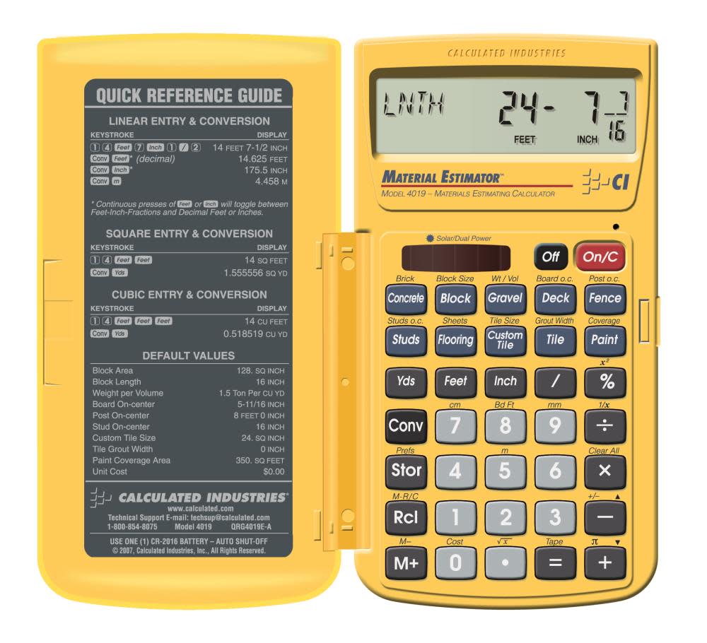 Calculated Industries Material Estimator Building Materials Estimating Calculator - Ascmtools