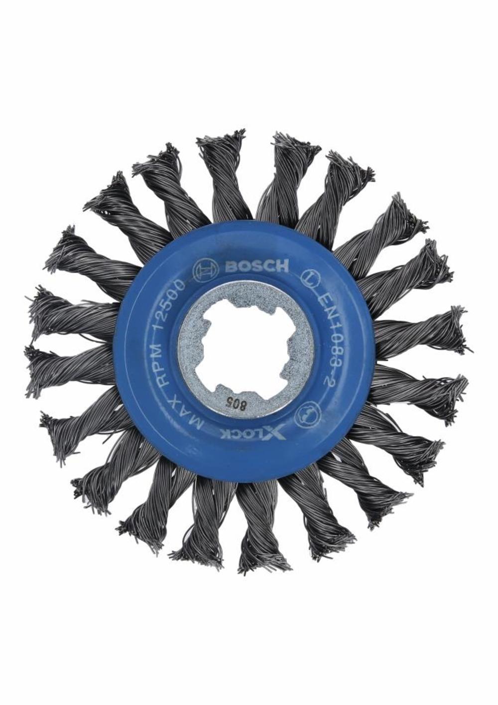 Bosch 4-1/2 In. Wheel Dia. X-LOCK Arbor Carbon Steel Full Cable Knotted Wire Wheel - Ascmtools