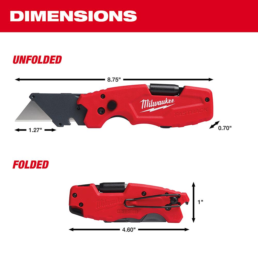 Milwaukee FASTBACK 6IN1 Folding Utility Knife - Ascmtools