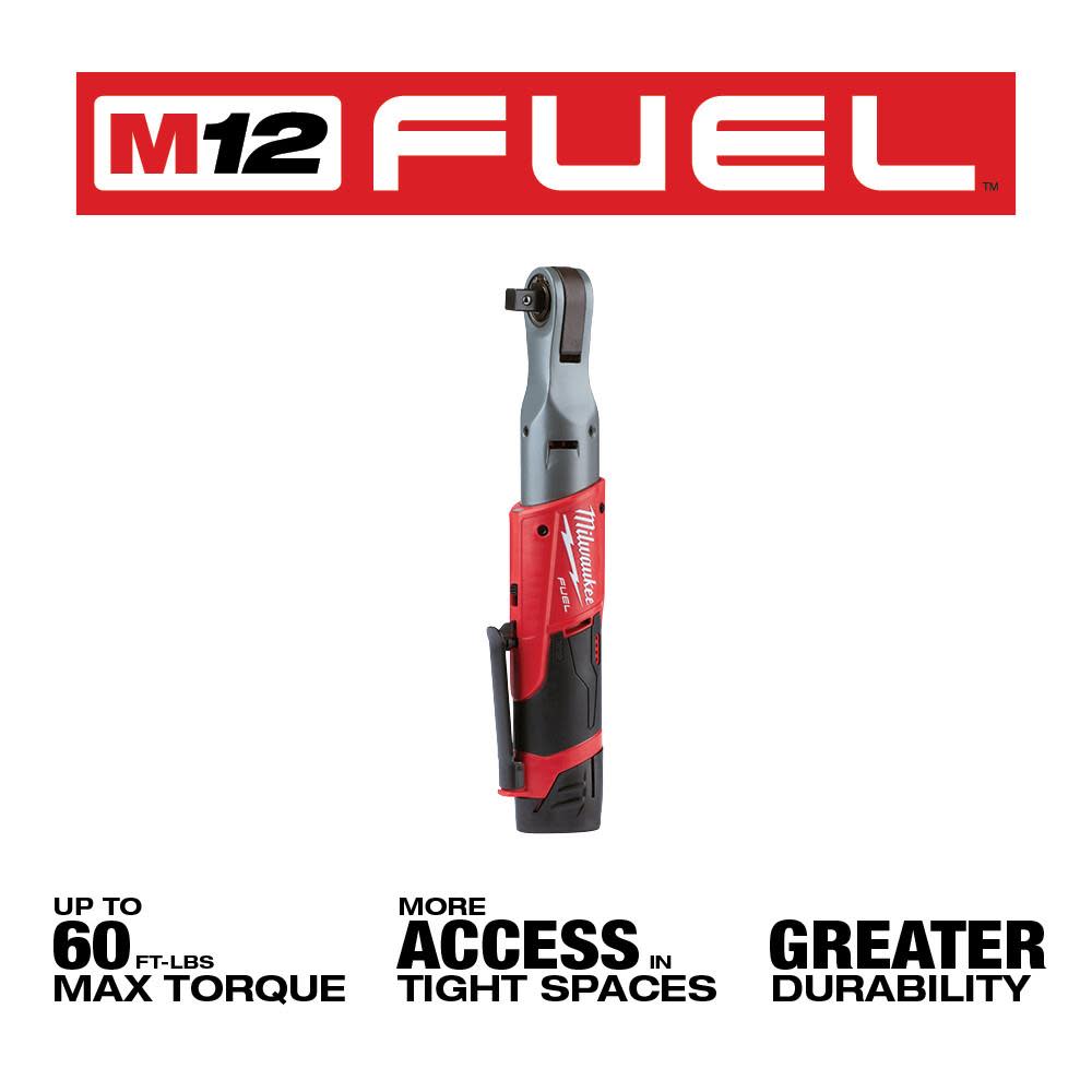 Milwaukee M12 FUEL 1/2 in. Ratchet 2 Battery Kit - Ascmtools