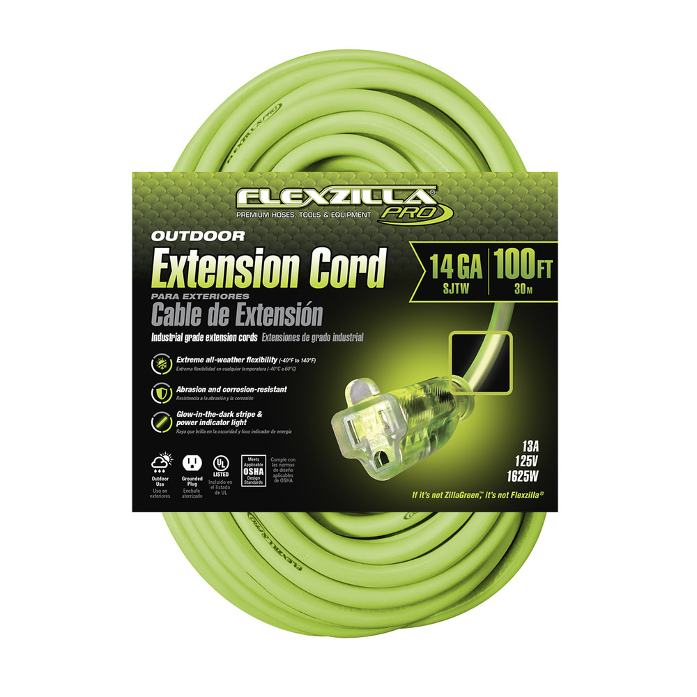 Flexzilla 100 ft. Pro Extension Cord 14/3 AWG - Ascmtools
