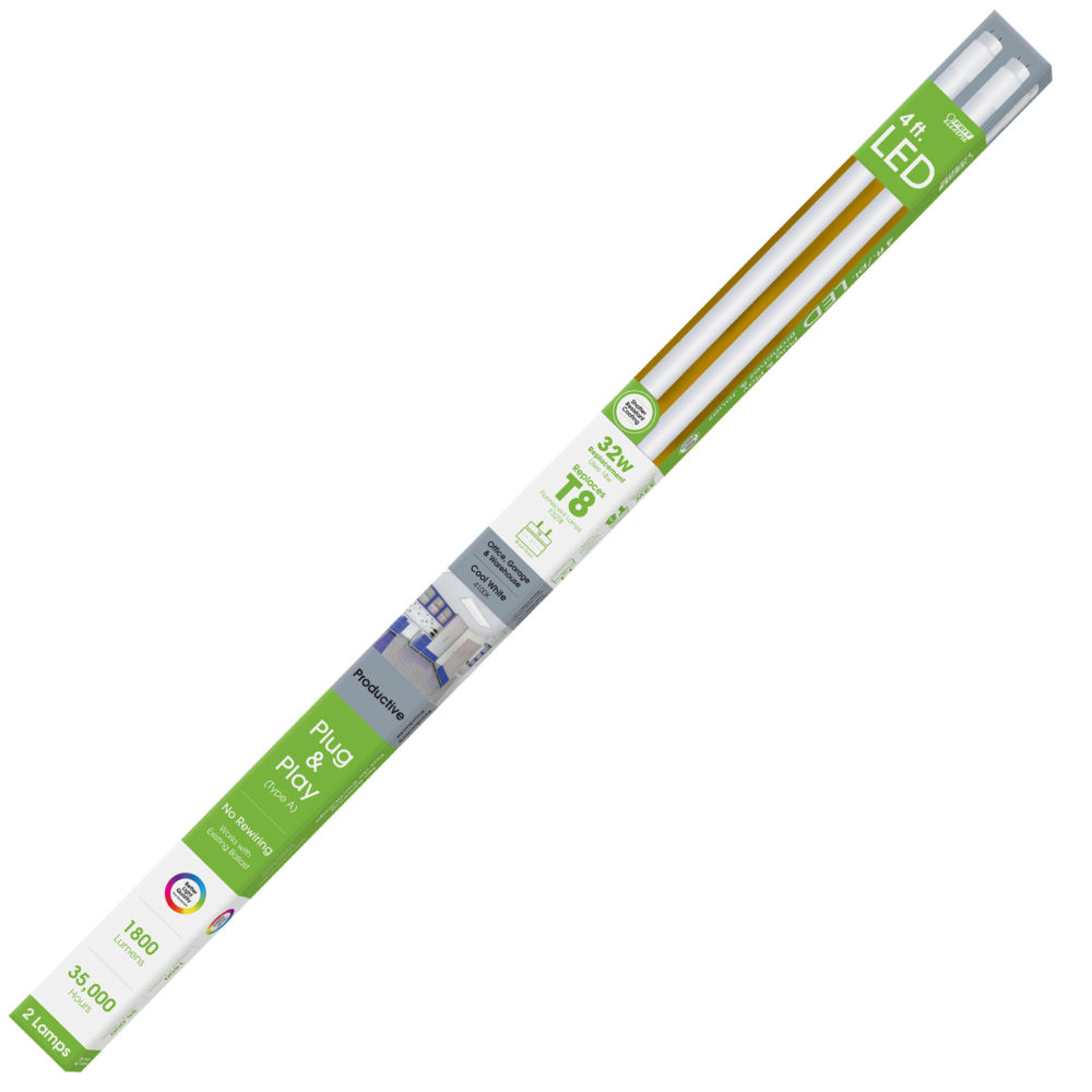 Feit Electric 4′ 32W T8 4100K Tubular LED Bulb 2pk - Ascmtools