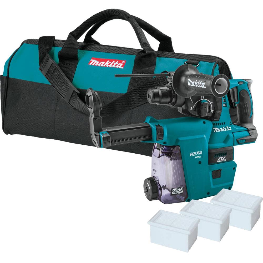 Makita 18V LXT Rotary Hammer 1″ with HEPA Dust Extractor Attachment Bare Tool - Ascmtools