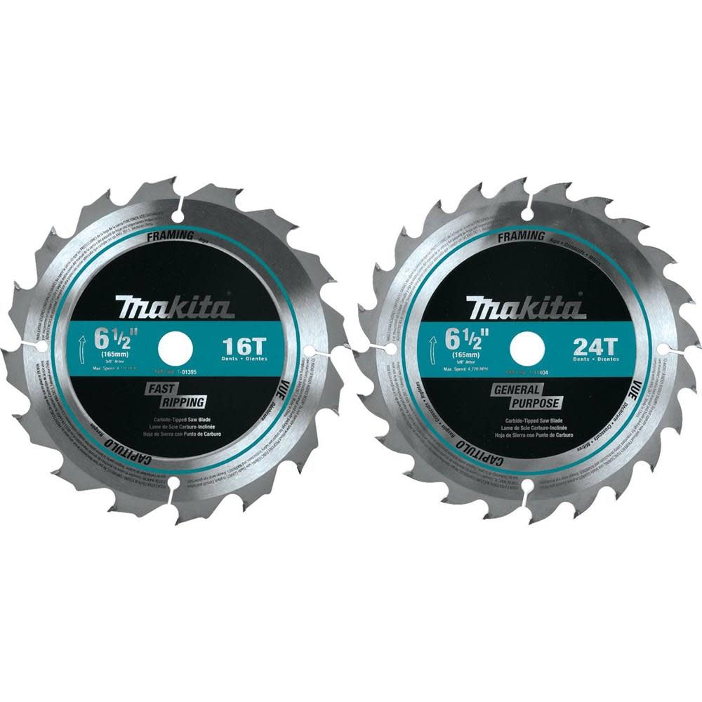 Makita 6-1/2 in. Carbide-Tipped Circular Saw Blade (2-Pieces) - Ascmtools