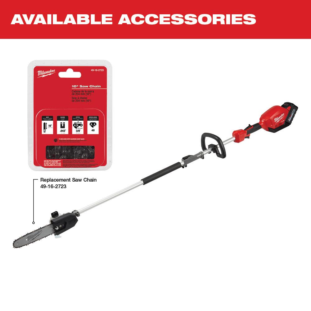 Milwaukee M18 FUEL QUIK-LOK 10″ Pole Saw Kit & Brush Cutter Attachment Bundle - Ascmtools