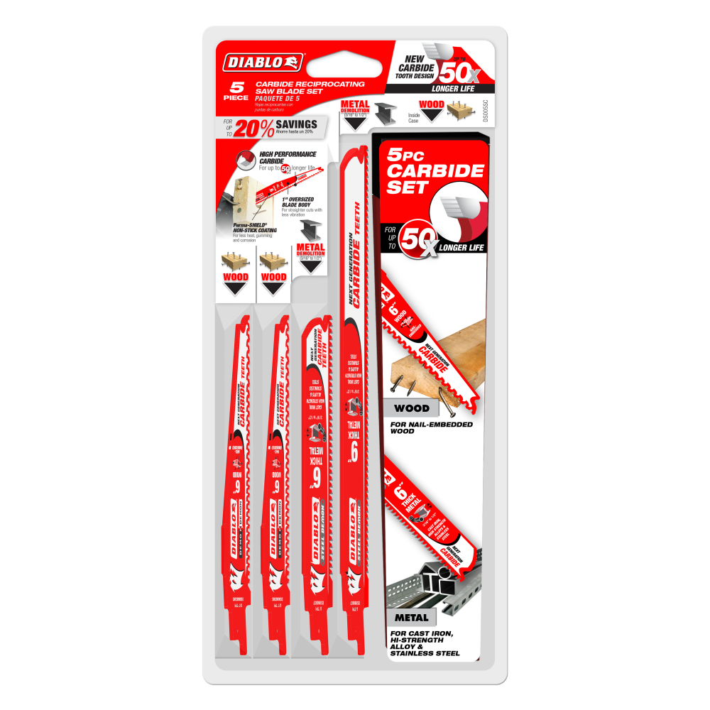 Diablo Tools 5 piece Carbide Recip Set - Ascmtools