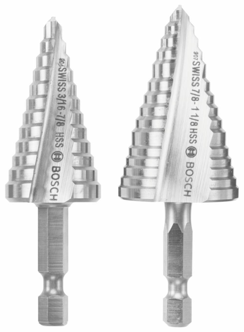 Bosch High Speed Steel Impact Tough Turbo Step Drill Bit Set 2pc - Ascmtools