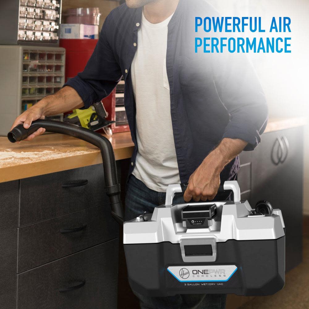 Hoover Residential Vacuum ONEPWR Utility Vacuum Cleaner Tool Only 20V Cordless 3 Gallon Wet/Dry - Ascmtools