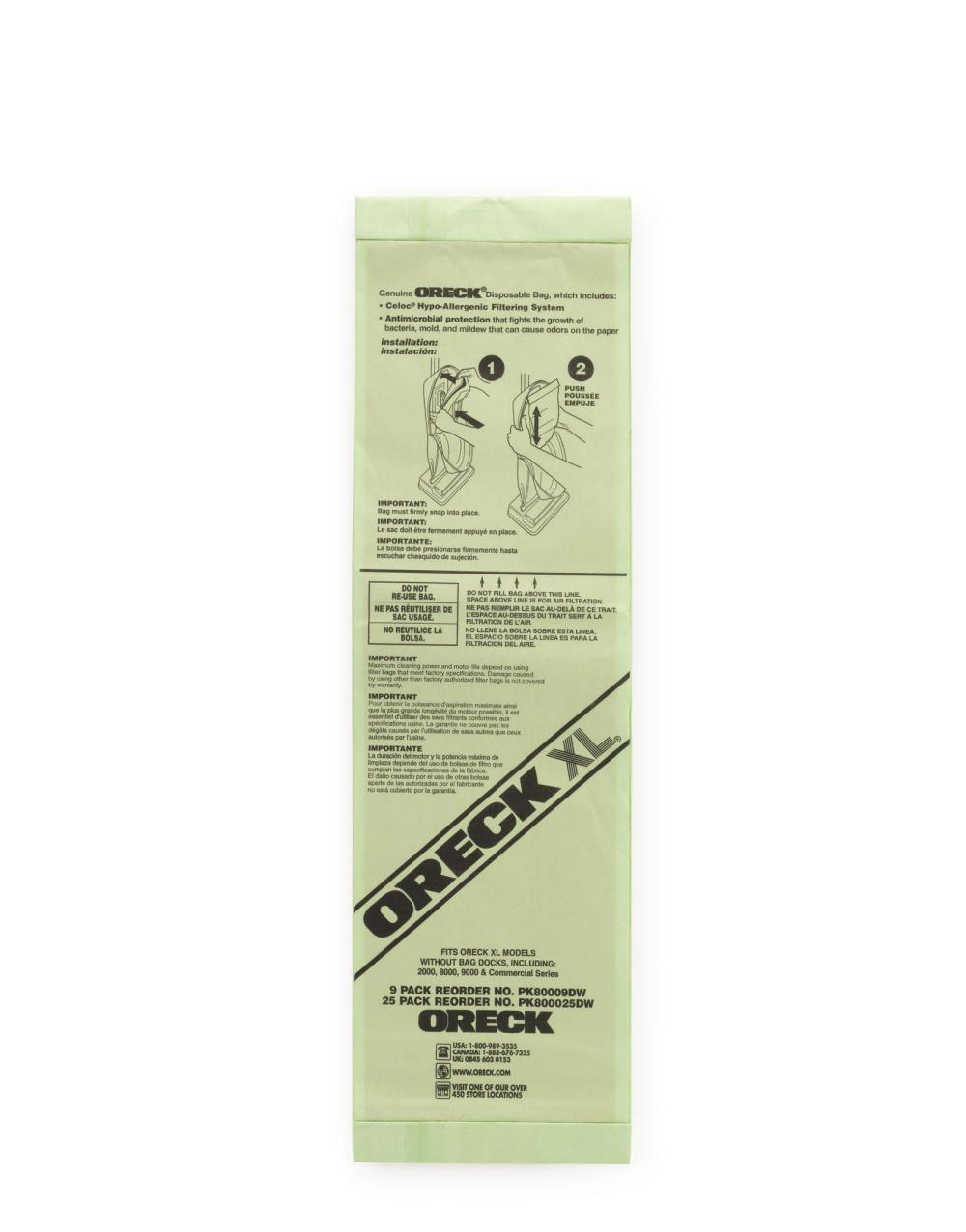 Oreck Hypo Allergenic Upright Bag – 9 Pack - Ascmtools