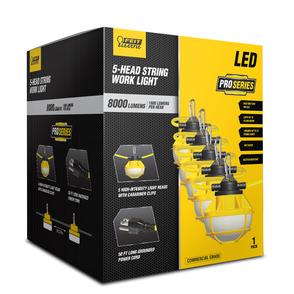 Feit Electric 65W 8000 Lumens 5-Lamp Plug-In String Worklight - Ascmtools