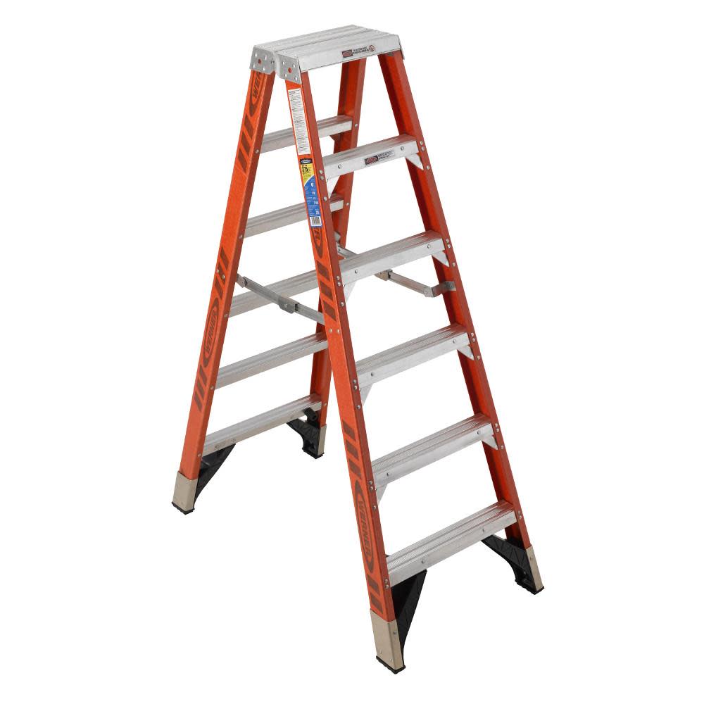 Werner 6-ft Fiberglass 375-lb Type IAA Twin-Step Ladder - Ascmtools