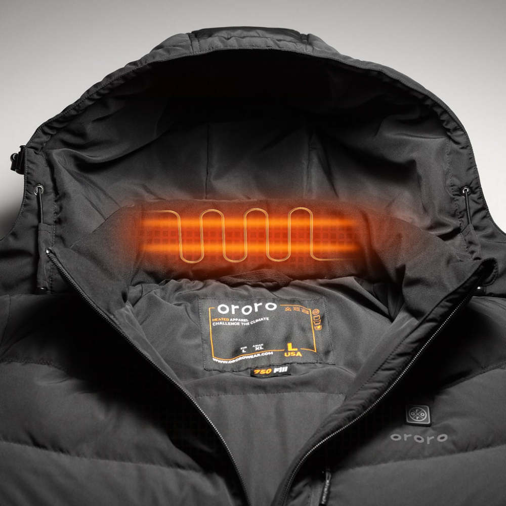 ORORO Mens Black Heated Down Jacket Kit XL - Ascmtools
