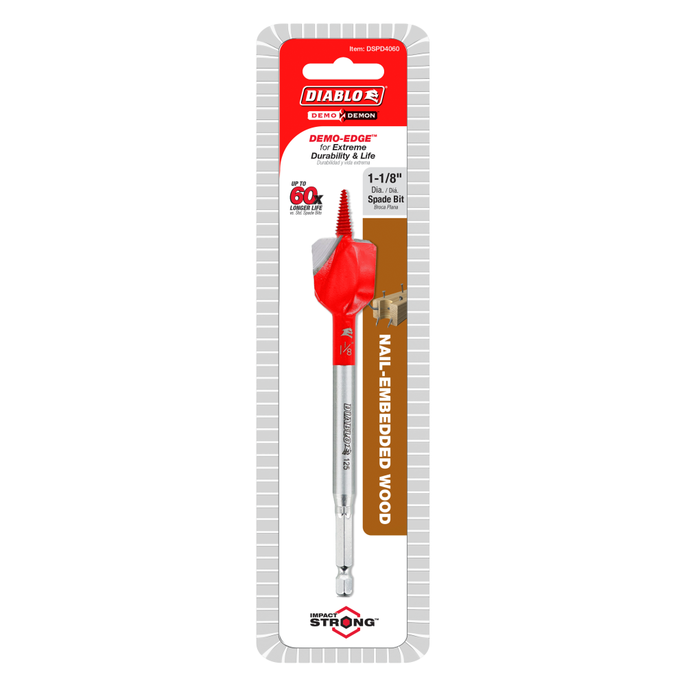Diablo Tools 1 1/8″x6″ Demo Demon Spade Bit for Nail Embedded Wood - Ascmtools