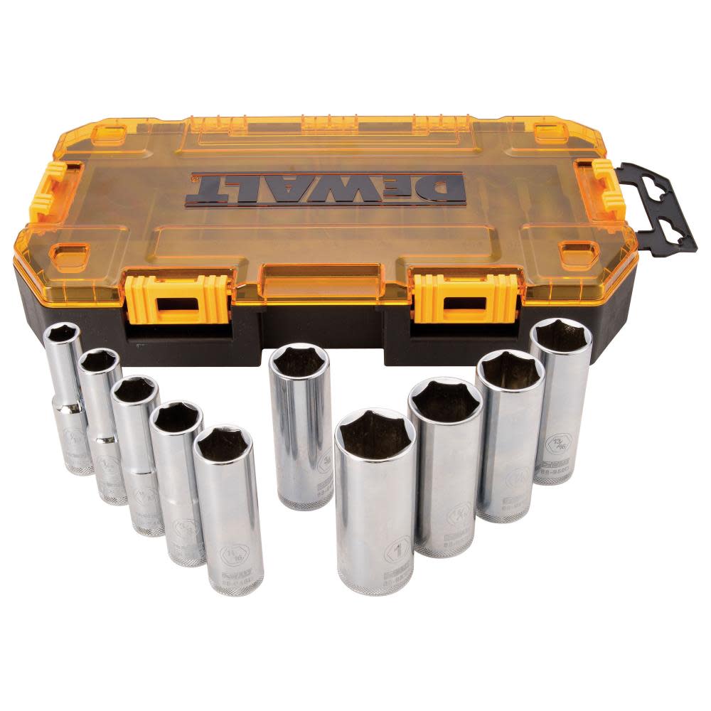 DEWALT 10 piece 1/2 In. Drive Deep Socket Set (SAE) - Ascmtools