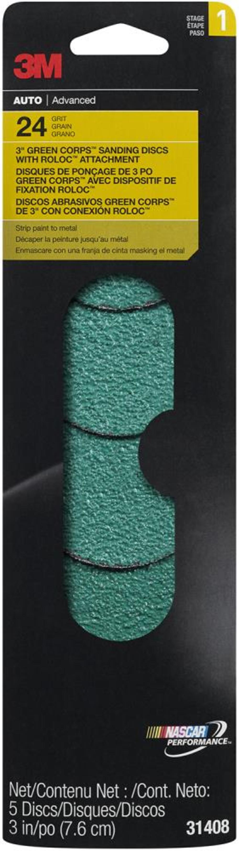 3M Sanding Discs with Attachment 3 in. 24 Grit 10 Packs Per Case - Ascmtools