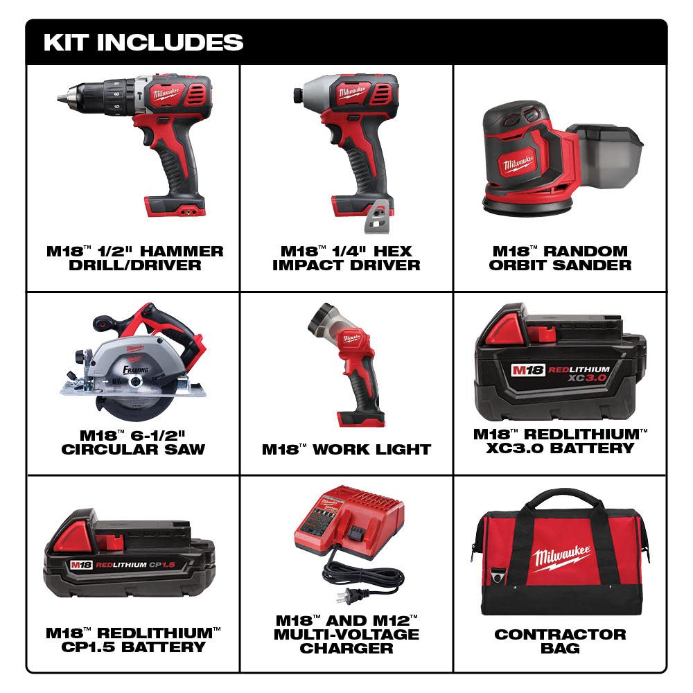 Milwaukee M18 5 Tool Combo Kit - Ascmtools