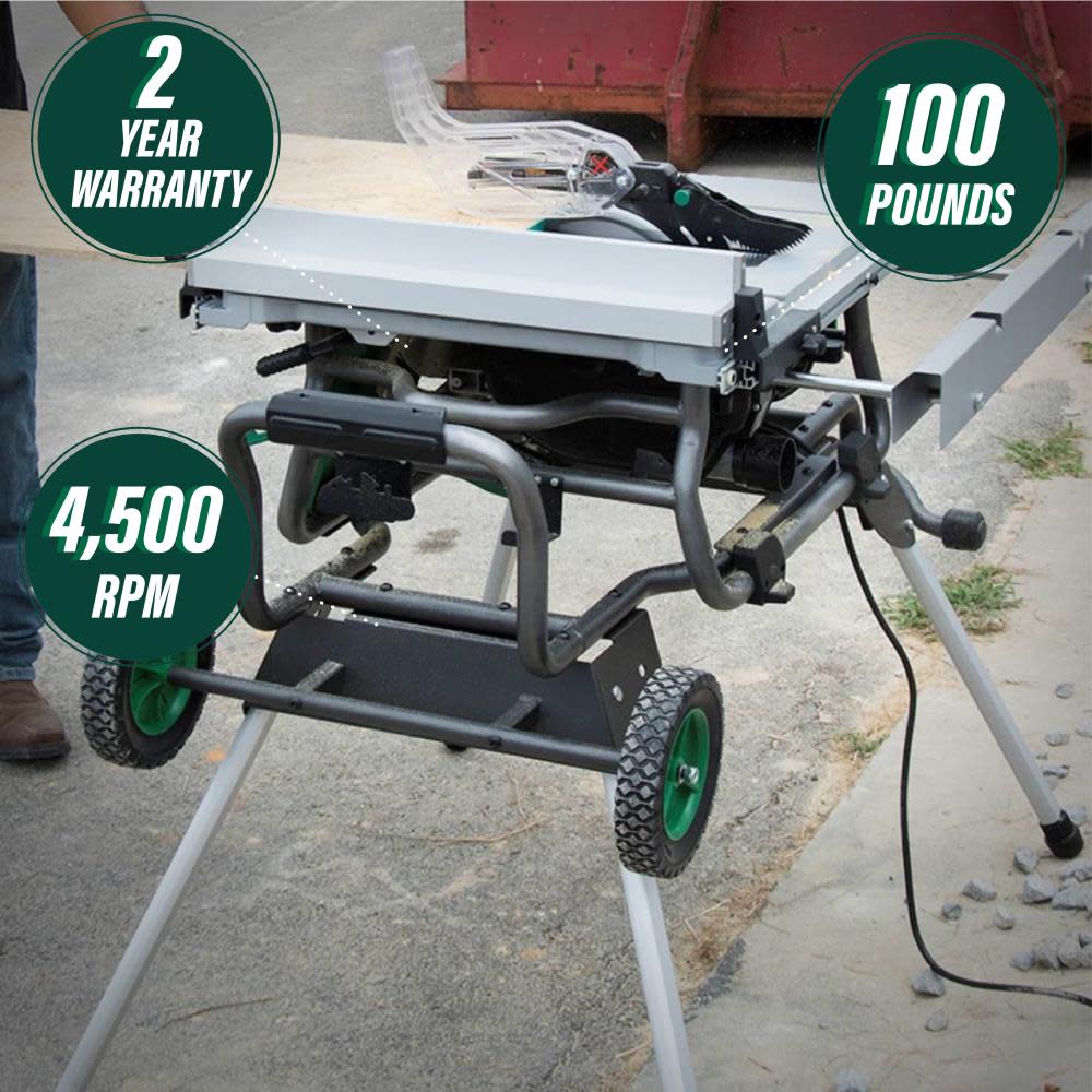 Metabo HPT 10″ Jobsite Table Saw with Fold Roll Stand - Ascmtools