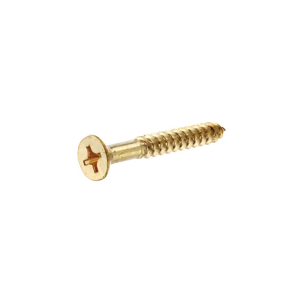 Hillman #12 x 1 1/2″ Brass Flat Head Phillips Wood Screw 100pk - Ascmtools