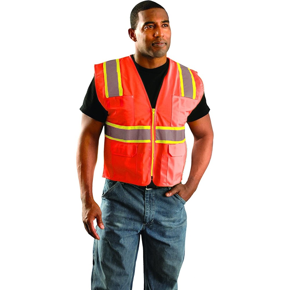 Occunomix Surveyor Safety Vest Orange High Visibility Classic Mesh Small - Ascmtools