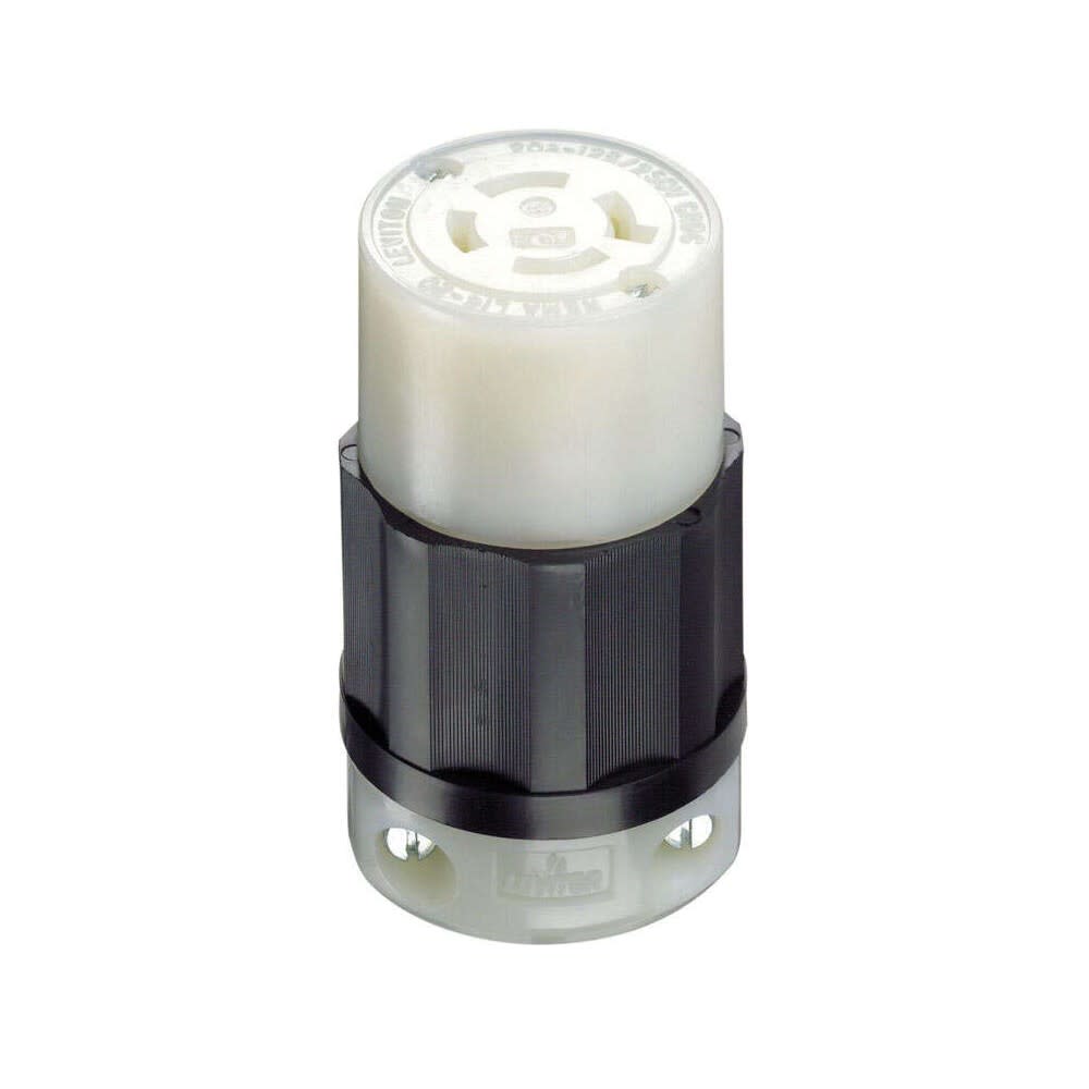 Leviton Grounded Locking Connector 20A 125/250V Black & White - Ascmtools