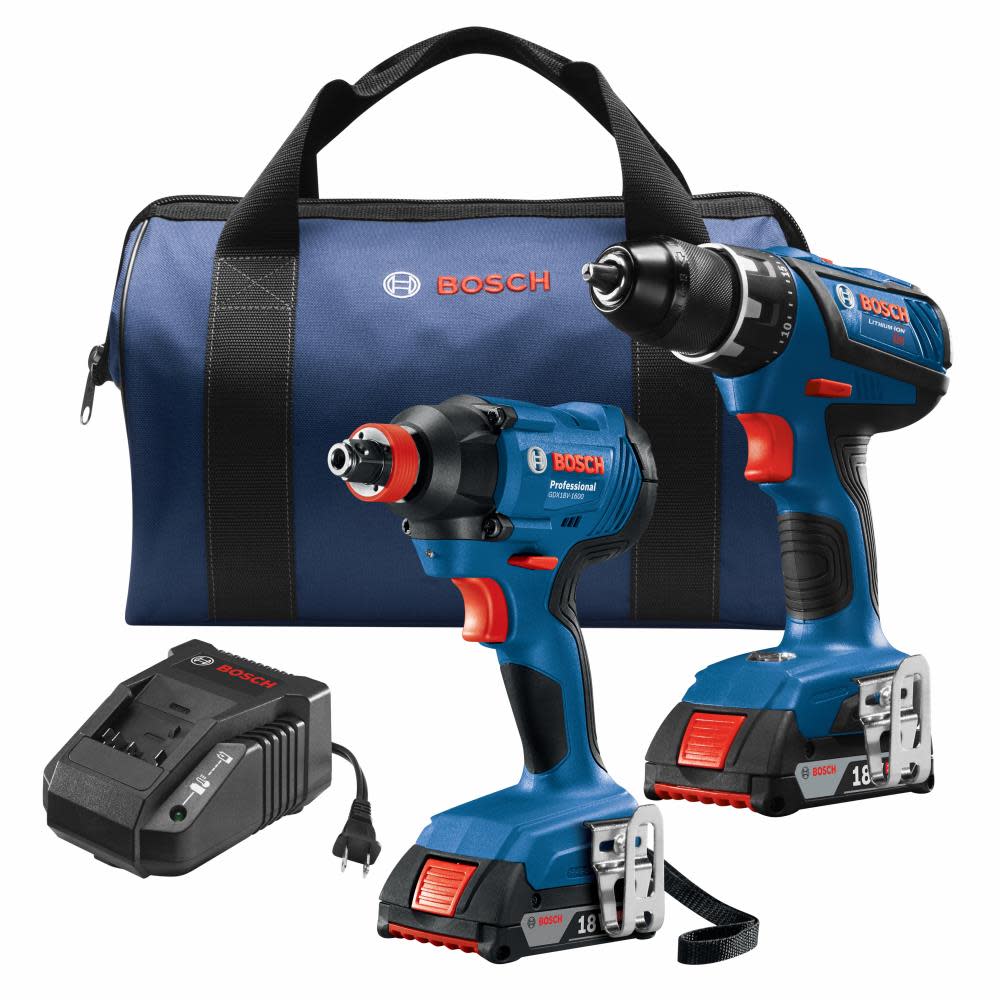 18V 2-Tool Combo Kit with Compact Tough 1/2 In. Drill/Driver and 1/4 In. and 1/2 In. Two-In-One Bit/Socket Impact Driver - Ascmtools