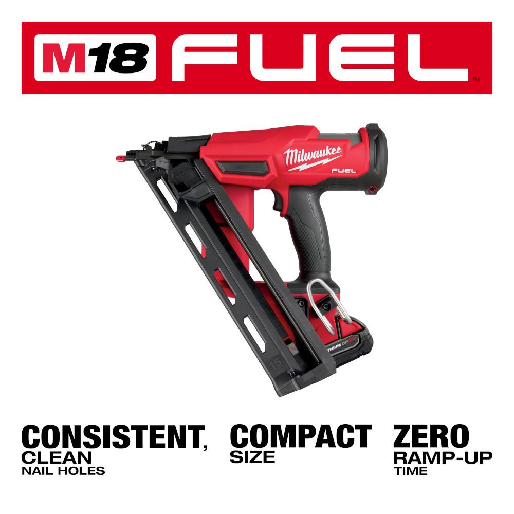 Milwaukee M18 FUEL 15 Gauge Finish Nailer Kit - Ascmtools