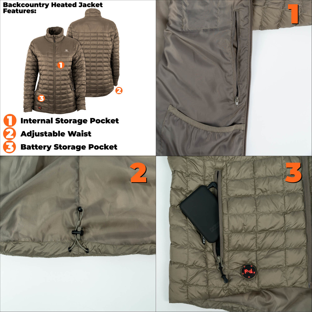 Mobile Warming Backcountry Jacket Womens 7.4V Morel Medium - Ascmtools