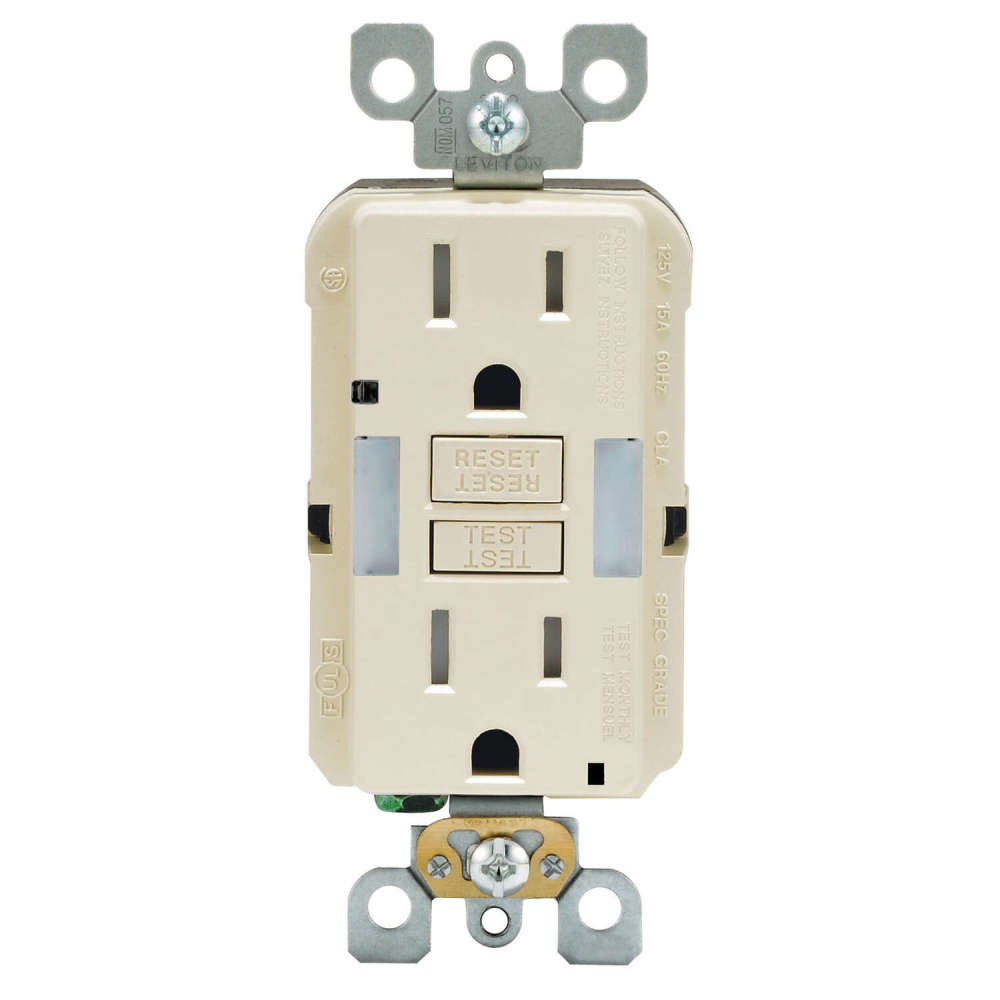 Leviton SmartlockPro GFCI Outlet 20A 125V Duplex Light Almond NEMA - Ascmtools