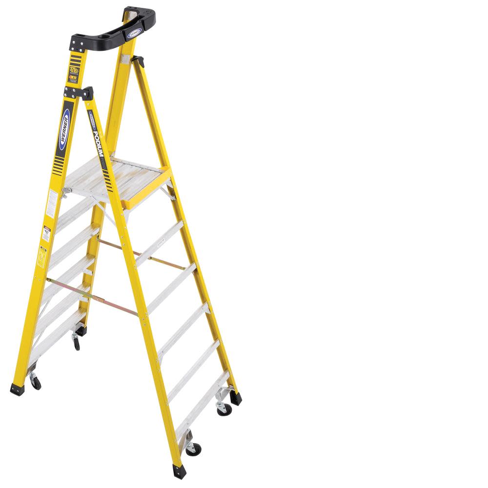 Werner Podium 6-ft Fiberglass 375-lb Type IAA Platform Ladder - Ascmtools