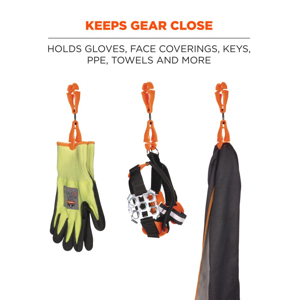 Ergodyne Squids 3420-BULK Swivel Glove Clip Holder Dual Clips Orange 100pk - Ascmtools