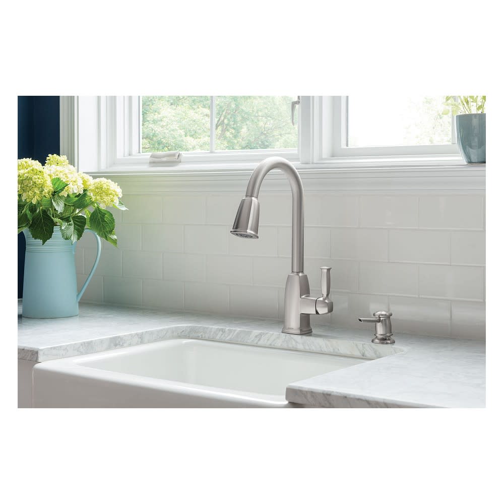 Moen Wellsley Kitchen Faucet Spot Resist Stainless High Arc - Ascmtools