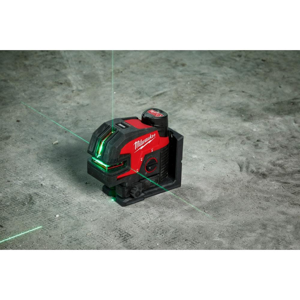 Milwaukee M12 Green Cross Line & 4 Points Laser Kit - Ascmtools