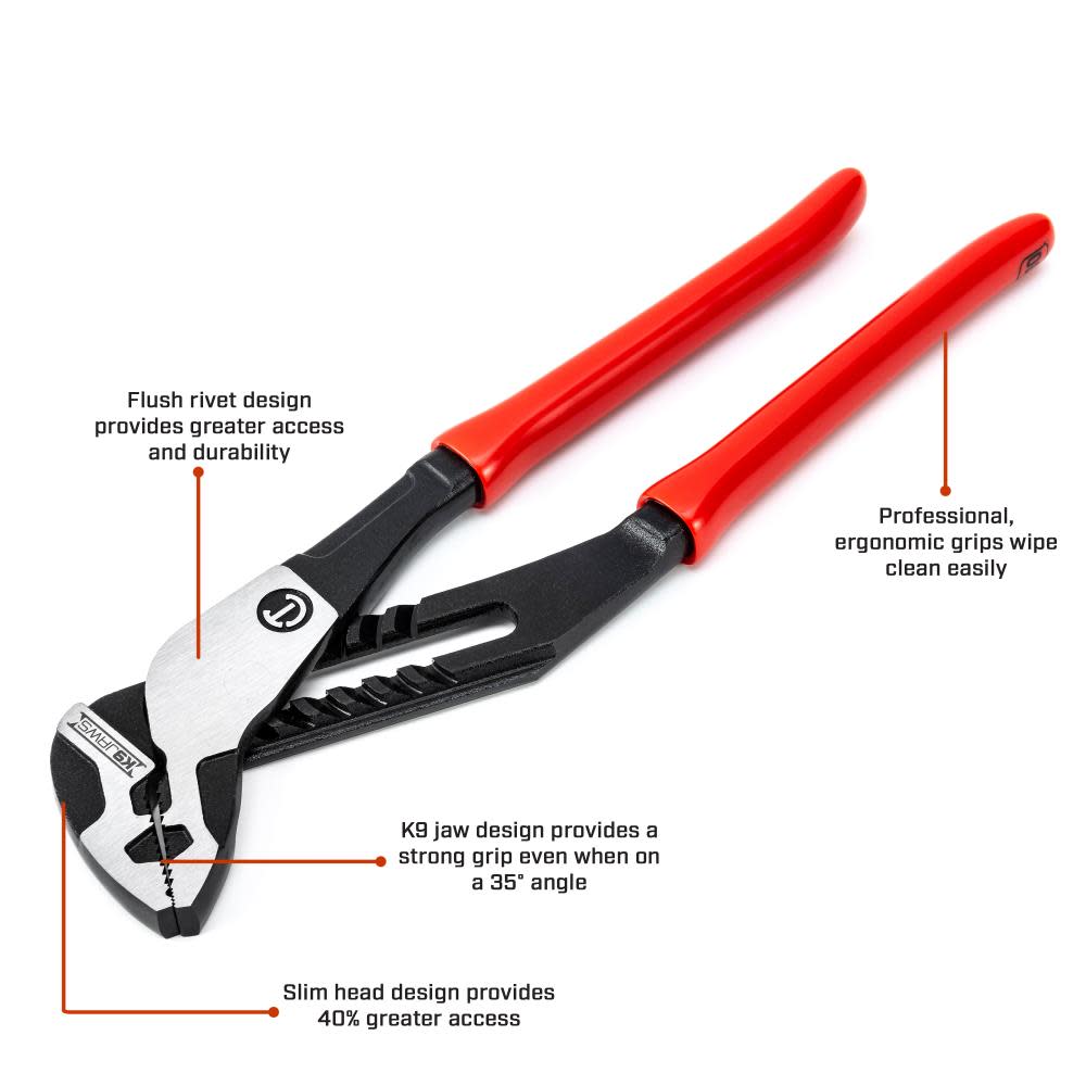 Crescent 8″ Z2 V-Jaw K9 Tongue & Groove Dipped Pliers - Ascmtools
