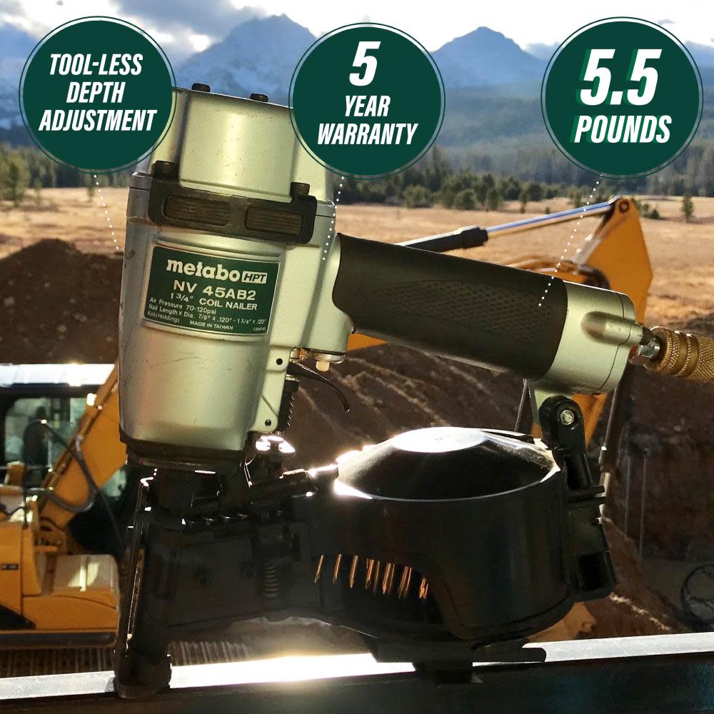 Metabo HPT 1-3/4 In. Wire Coil Roofing Nailer - Ascmtools