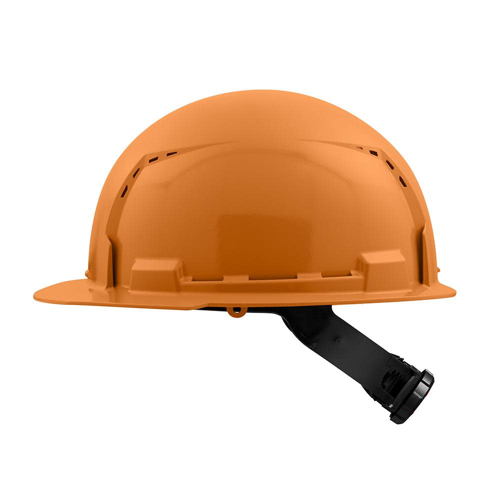 Milwaukee Orange Front Brim Vented Hard Hat with 4pt Ratcheting Suspension Type 1 Class C - Ascmtools