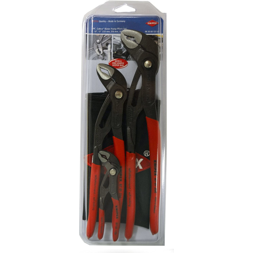 Knipex Cobra Pliers Set with Keeper Pouch 3pc - Ascmtools