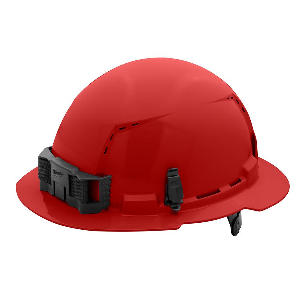 Milwaukee Red Full Brim Vented Hard Hat with 6pt Ratcheting Suspension Type 1 Class C - Ascmtools