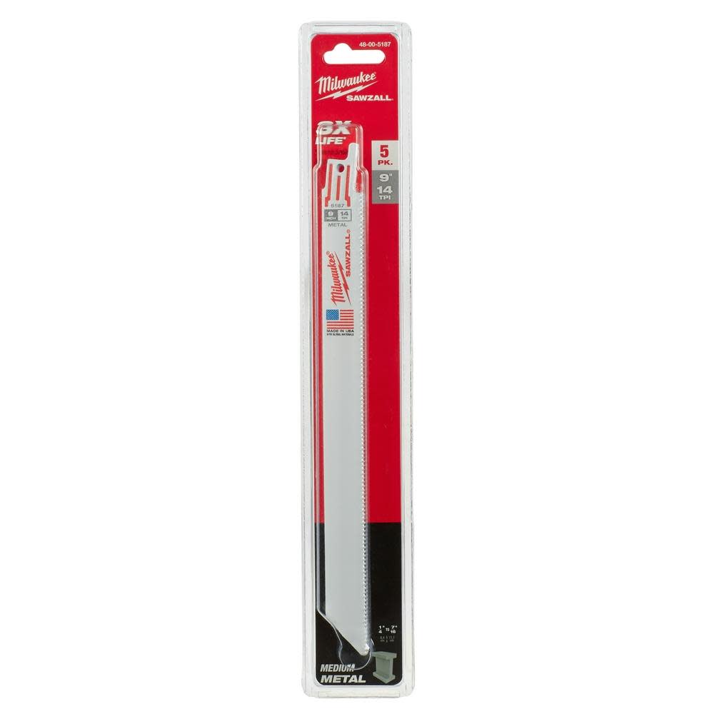 Milwaukee 9 in. 14 TPI Thin Kerf SAWZALL Blades 5PK - Ascmtools