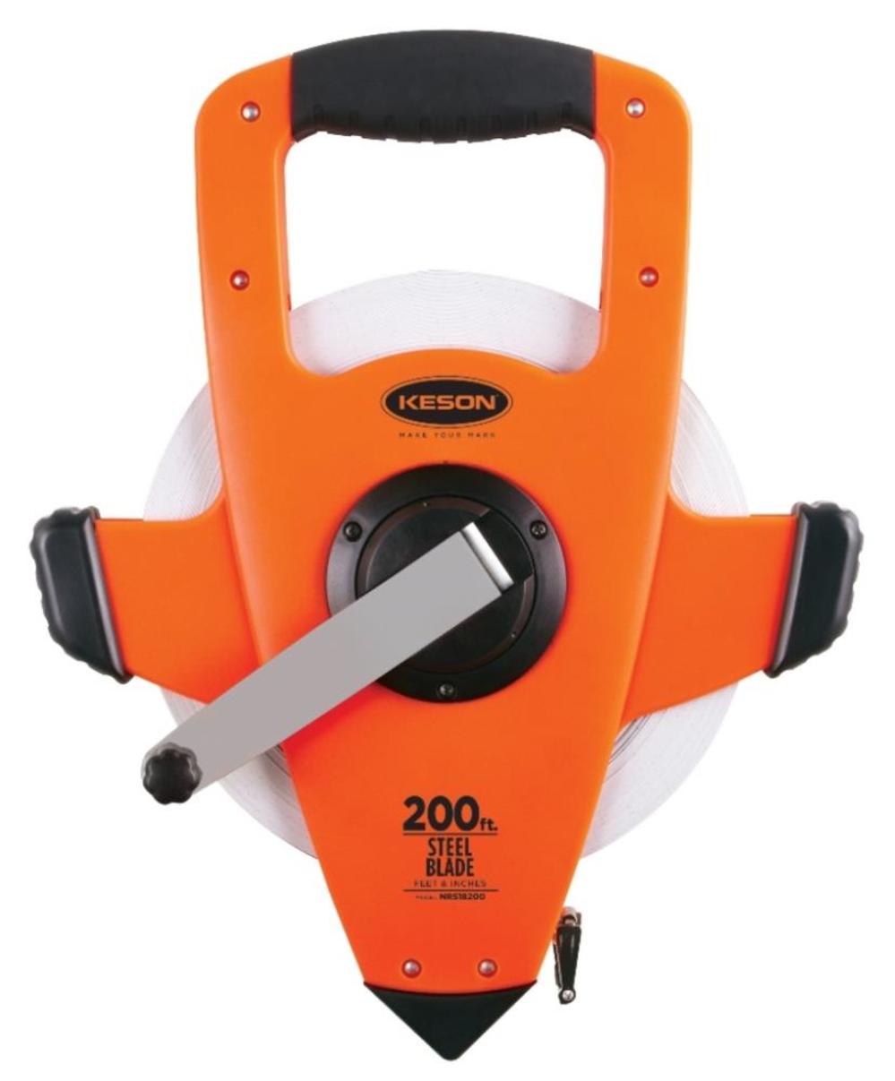Keson 200 ft. Open Reel Steel Tape Measure Speed Rewind SAE - Ascmtools