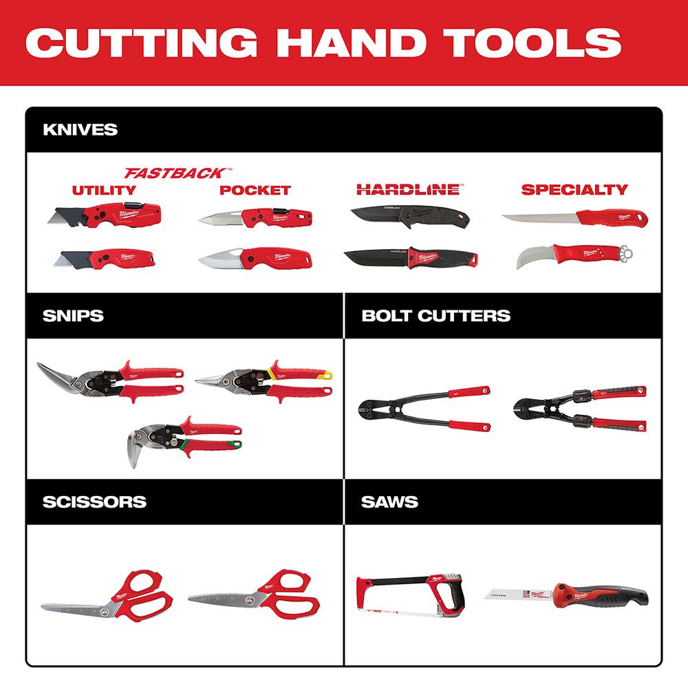 Milwaukee Left Cutting Aviation Snips - Ascmtools