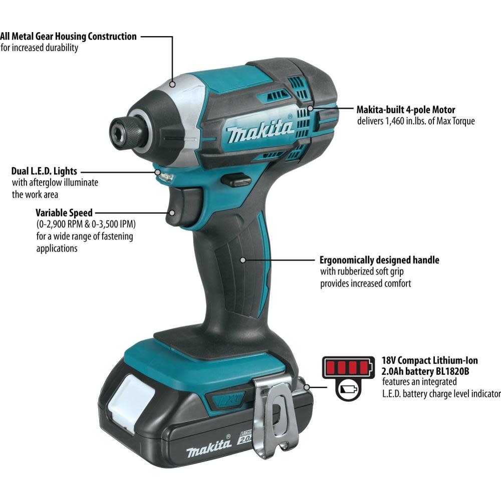 Makita 18V LXT Lithium-Ion Compact Cordless 2-Pc. Combo Kit (2.0Ah) - Ascmtools