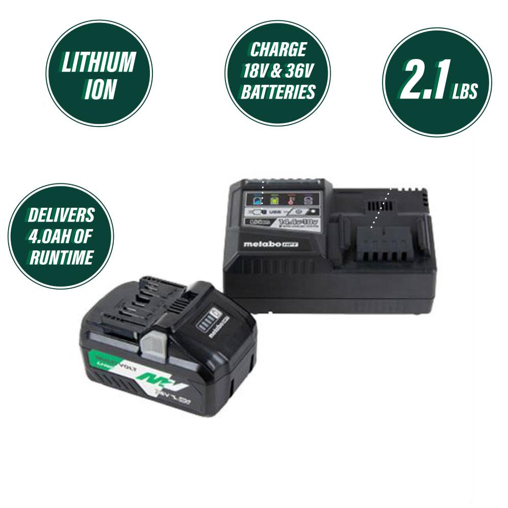 Metabo HPT Multivolt 36V 18V Battery Charger Starter Kit - Ascmtools