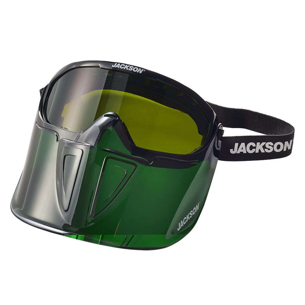 Jackson Safety GPL550 Premium Goggle with Detachable Face Shield Shade 5 IR Lens Anti-Fog Coating Green Frame - Ascmtools