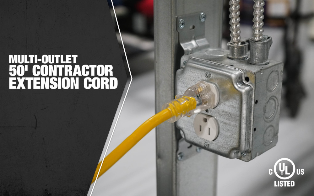 Southwire 3 Outlet Extension Cord Lighted End 12/3 SJTW 50′ - Ascmtools