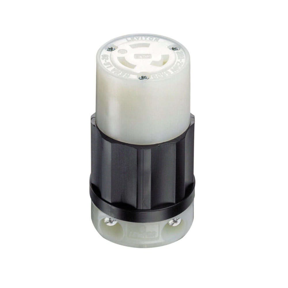 Leviton Grounded Locking Connector 20A 250V Nylon Black & White - Ascmtools